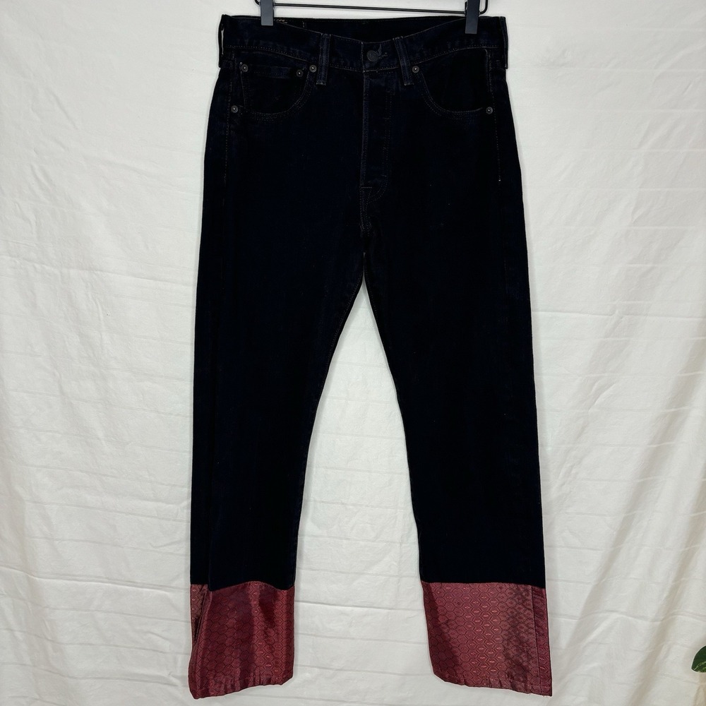 Levis‎ 501 Jeans 32x32 Upcycled Reworked Black Whimsy Boho Festival Indie Cuff